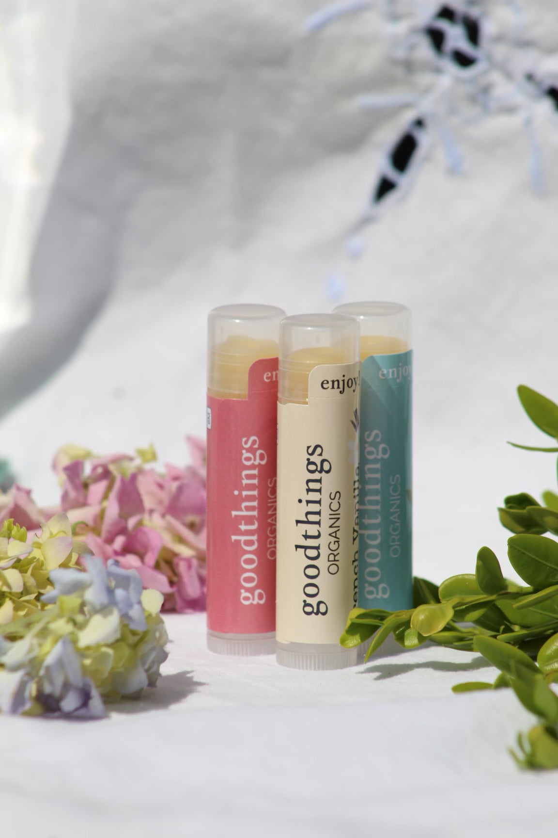 Organic lip balm set- Cherry, Mint and Vanilla
