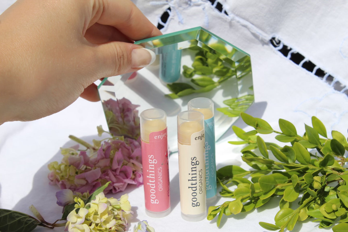 Organic lip balm set- Cherry, Mint and Vanilla